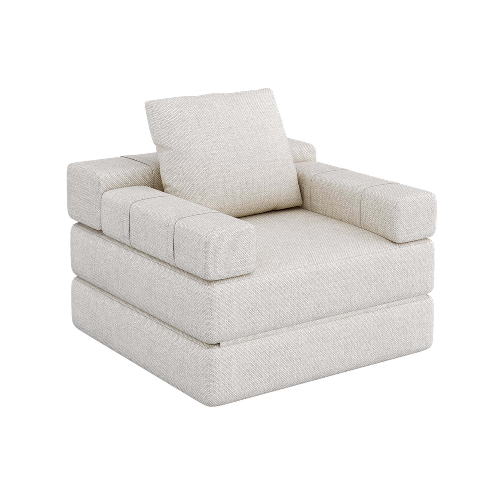 Single Sofa Chair That Converts To A Single Sofa Bed For Living Room, Guest Room, Playroom, White Creamy White Primary Living Space Modern Foam Linen