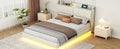 Queen Size Floating Bed Frame With Storage Headboard, Modern Upholstered Platform Bed With Touch Sensor Night Light And Usb Charger, Beige Queen Beige Bed Frame Wood