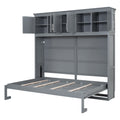 Queen Size Murphy Bed Wall Bed With Top Cabinets,Gray Queen Gray Plywood