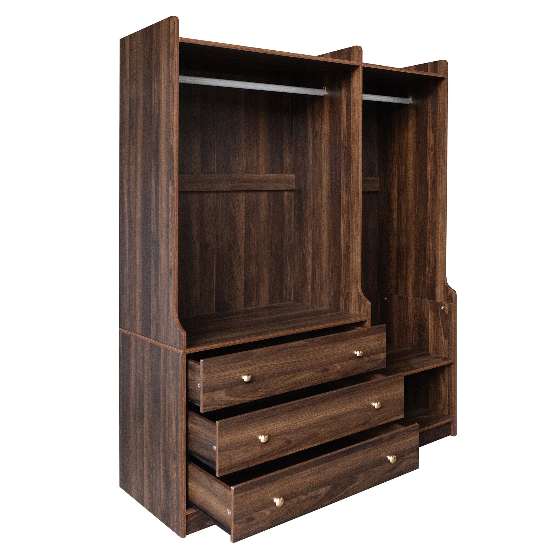 Open Wooden Wardrobe Storage For Bedroom, Brown Brown Particle Board