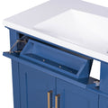 36 Inch Bathroom Vanity With Resin Sink, Modern Bathroom Cabinet In Blue, Featuring Two Soft Close Doors And Four Drawers Blue Bathroom Solid Wood Mdf Resin