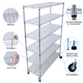 6 Tier 6000Lbs Capacity Nsf Metal Shelf Wire Shelving Unit, Heavy Duty Adjustable Storage Rack With Wheels & Shelf Liners For Commercial Grade Utility Steel Storage Rack, Chrome 82