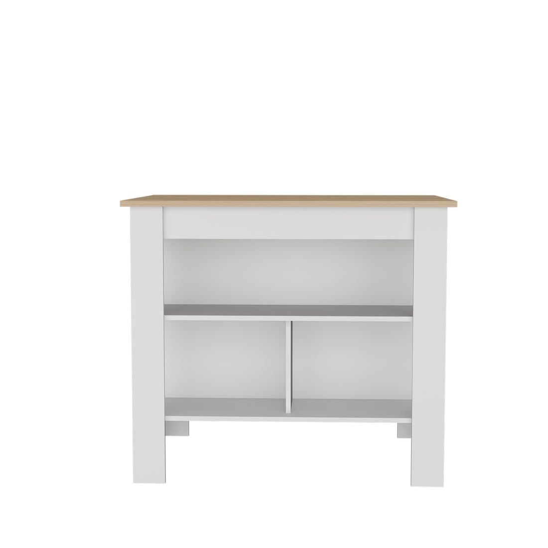 Aztec Kitchen Island In Melamine With Open Storage, Light Pine White Multi Kitchen Modern Rectangular Stationary Kitchen Islands Particle Board Melamine Medium 40 55In