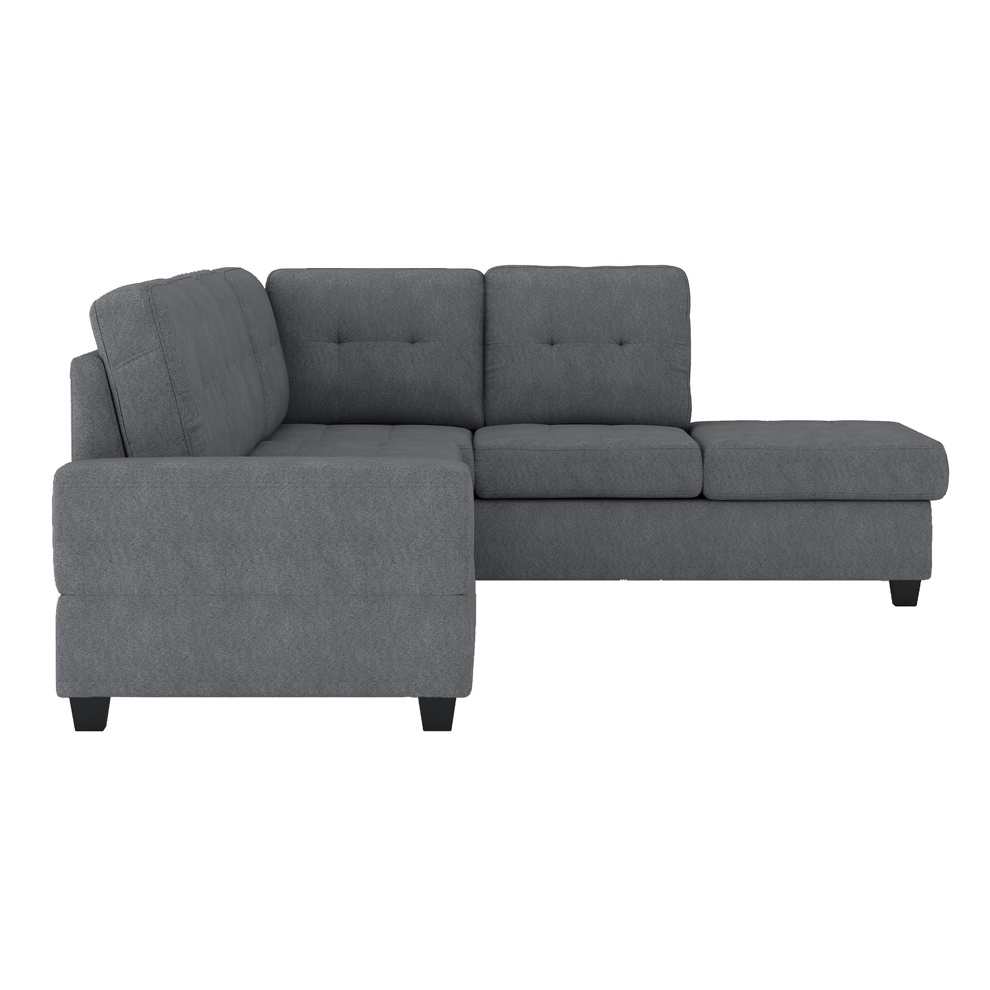 Modern Living Room 2 Piece Sectional Reversible Sofa Chaise Tufted Detail Dark Gray Microfiber Upholstered Drop Down Cup Holder Solid Wood Frame Furniture Dark Gray Microfiber Wood Primary Living Space Modern L Shaped Solid Wood 4 Seat