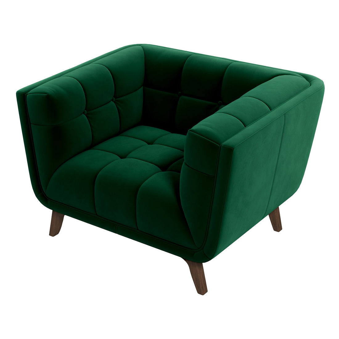 Addison Lounge Chair Dark Green Velvet Dark Green,Wood Brown Velvet Wood Tufted Back Walnut Solid Wood,Velvet