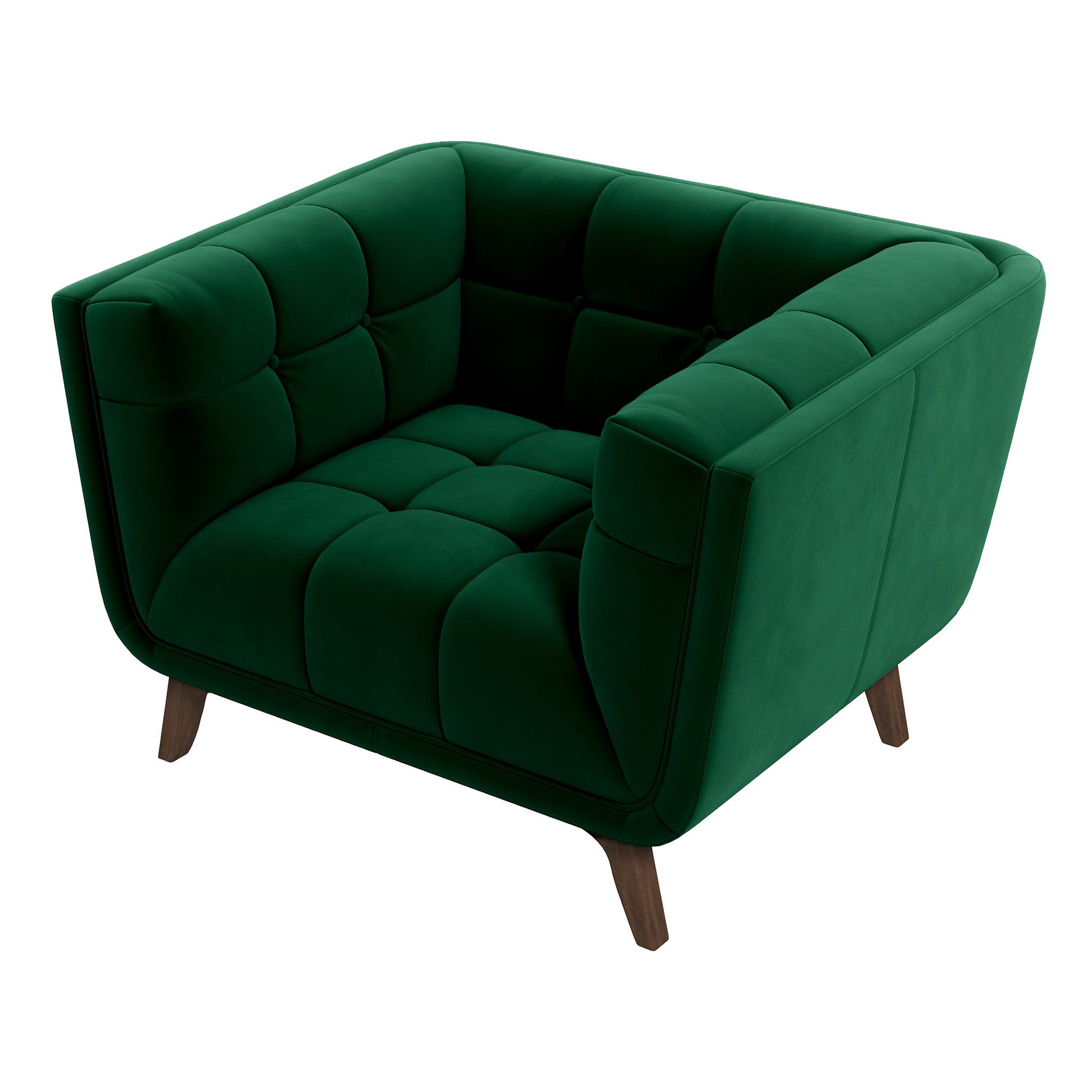 Addison Lounge Chair Dark Green Velvet Dark Green,Wood Brown Velvet Wood Tufted Back Walnut Solid Wood,Velvet
