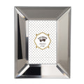 Wooden Picture Frame With Beveled Glass Borders, White And Gray Gray Wood Glass