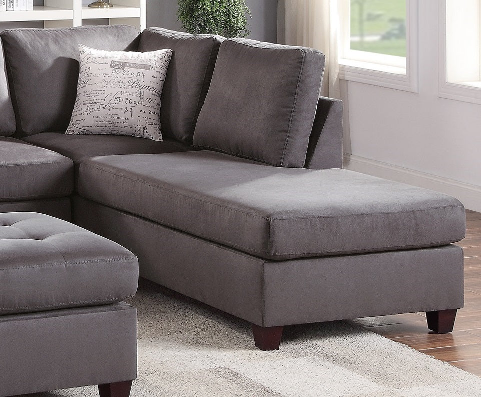 Contemporary 3Pc Reversible Sectional Sofa Set W Ottoman Grey Microfiber Cushion Sofa Chaise Ottoman Couch Pillows Grey Microfiber Wood Primary Living Space Cushion Back Contemporary,Modern L Shaped Rubberwood Particle Board 5 Seat