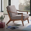 Light Brown And Brown Accent Chair With Removable Cushion Brown Primary Living Space Modern Wood Fabric