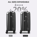 3 Piece Luggage Set With Tsa Lock& Double Spinner Wheels, Expandable For Large Storage Black Abs