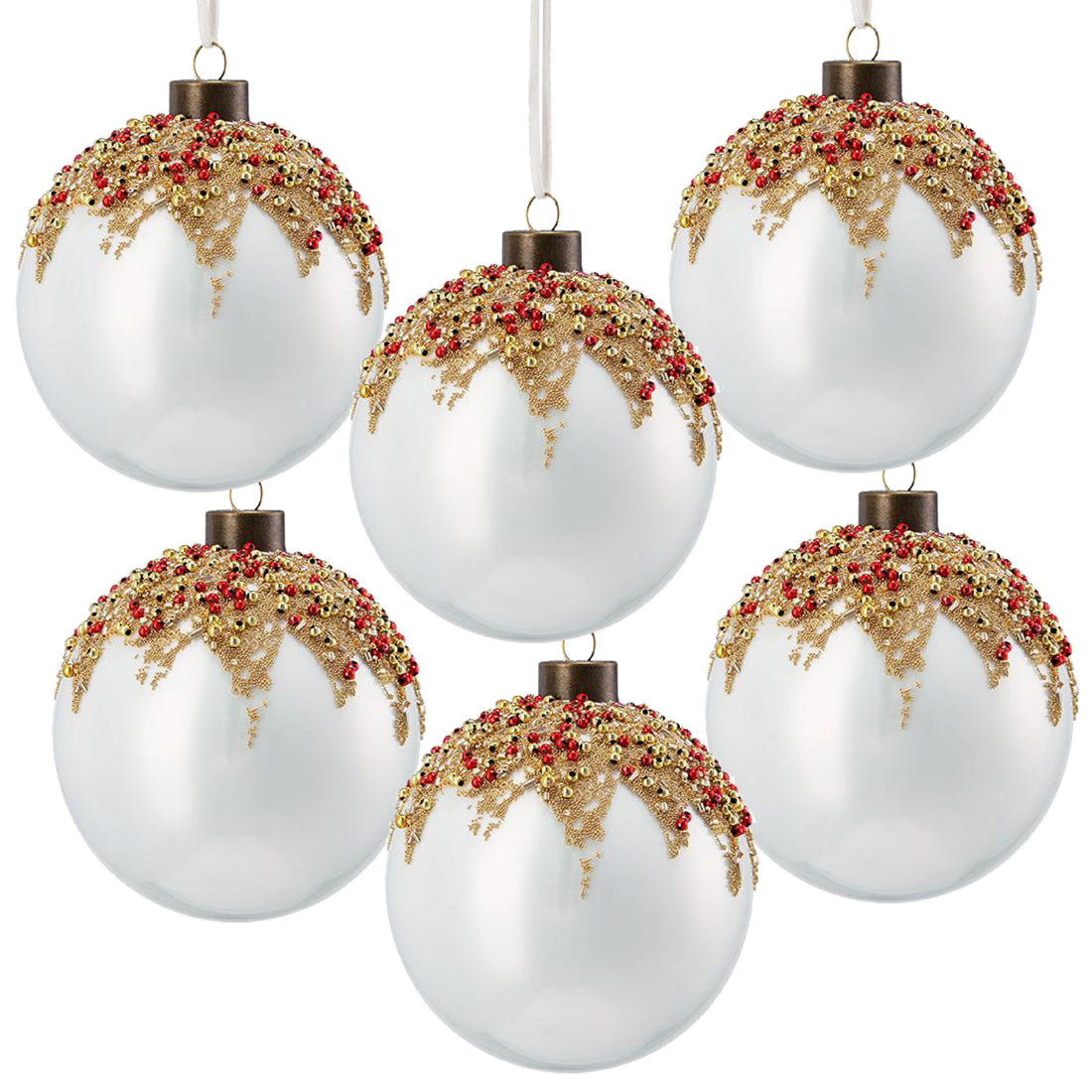 D3.9" Christmas Ball Ornaments, Glass Decorative Hanging Ball Christmas Tree Ornaments For Holiday Party Decorations, Set Of 6 Multi Glass