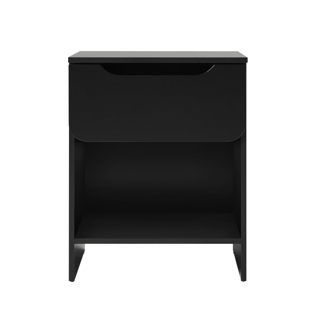 Modern Minimalist 1 Drawer Nightstand With Cubby Black Black Mdf Mdf