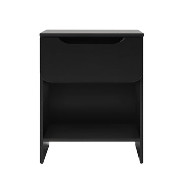 Modern Minimalist 1 Drawer Nightstand With Cubby Black Black Mdf Mdf