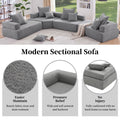 Lounge Frame For Oversized Modular U Shaped Sectional Sofa,Luxury Boucle Floor Couch Set,Convertible Sleeper Couch,Spacious Foam Filled Sofa Bed For Living Room Gray Boucle 1 Seat