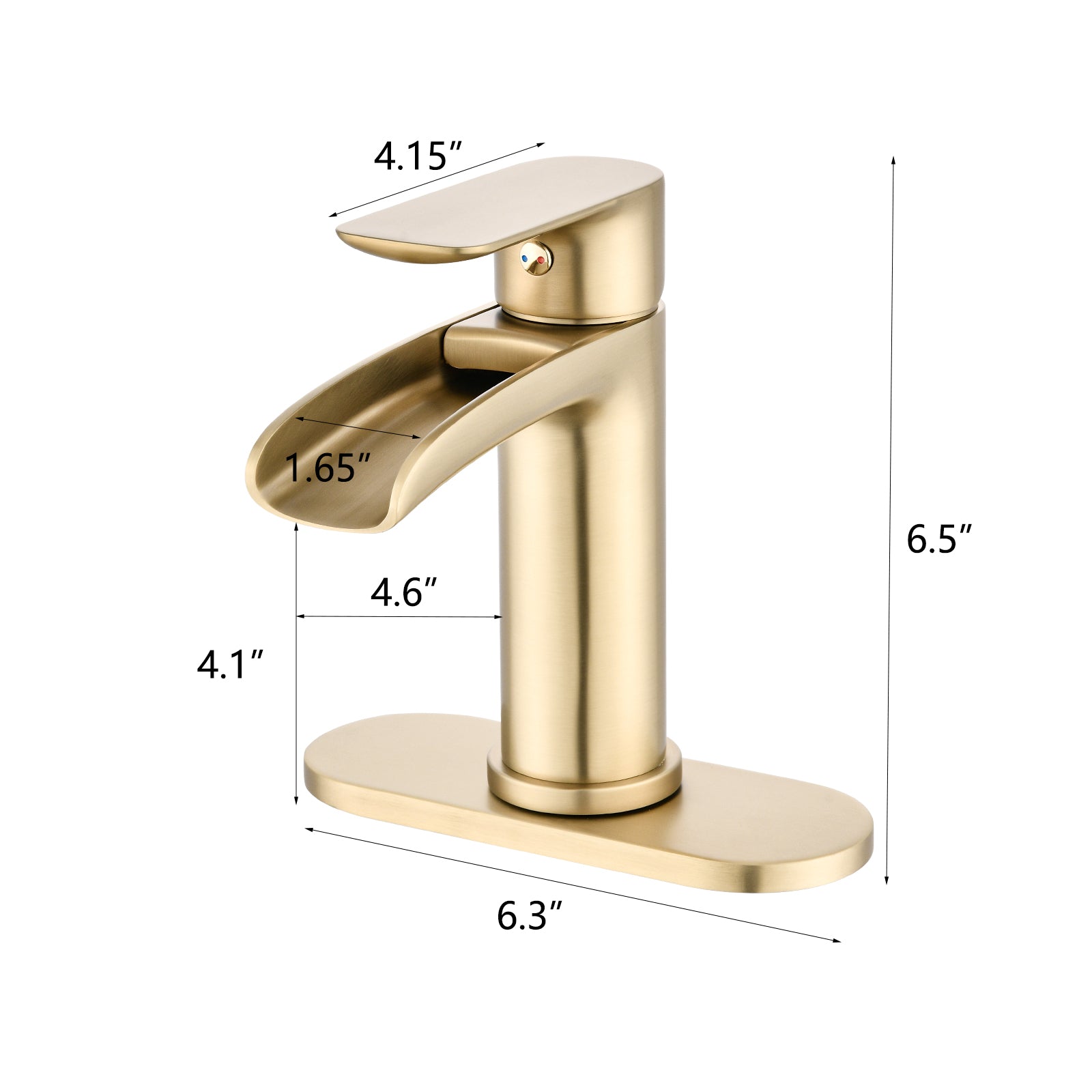 Waterfall Bathroom Faucet Single Handle Bathroom Sink Faucets 1 Or 3 Hole Solid Vanity Faucet With Deck Plate & Overflow Pop Up Drain Brushed Nickel One Brushed Gold Bathroom Gold Brass