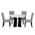 5 Piece Round Dining Table Set, 43 Inch Modern Dining Table And 4 Upholstered Chairs For Dining Room, Kitchen Room, Living Room, Easy Assembly Upholstered Chair White Gray Dining Room American