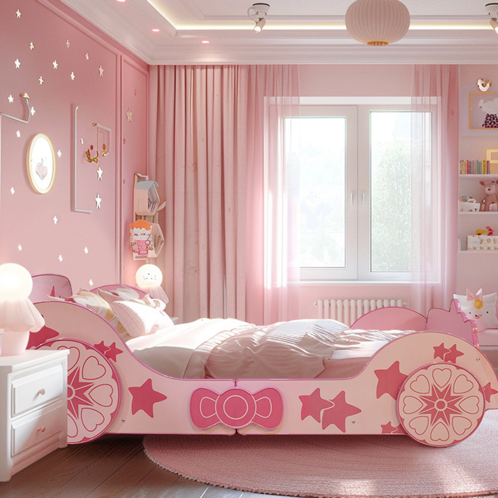 Little Star Cartoon Car Bed Twin Pink Mdf