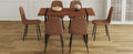 Table And Chair Set. A Minimalist Retro Rectangular Dining Table With A Specially Textured Top And Black Metal Legs, Paired With Soft Chairs And Black Metal Legs, Showcases A Beautiful Home Style. Brown Seats 6 Mdf Metal