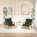 Leisure Chair With Solid Wood Armrest And Feet, Leisure Chair, Wood Frame, Velvet, Solid Rubber Wood Legs, Mid Century Modern Accent Chair, For Living Room Bedroom Studio Chair,Two Packs Emerald Corduroy