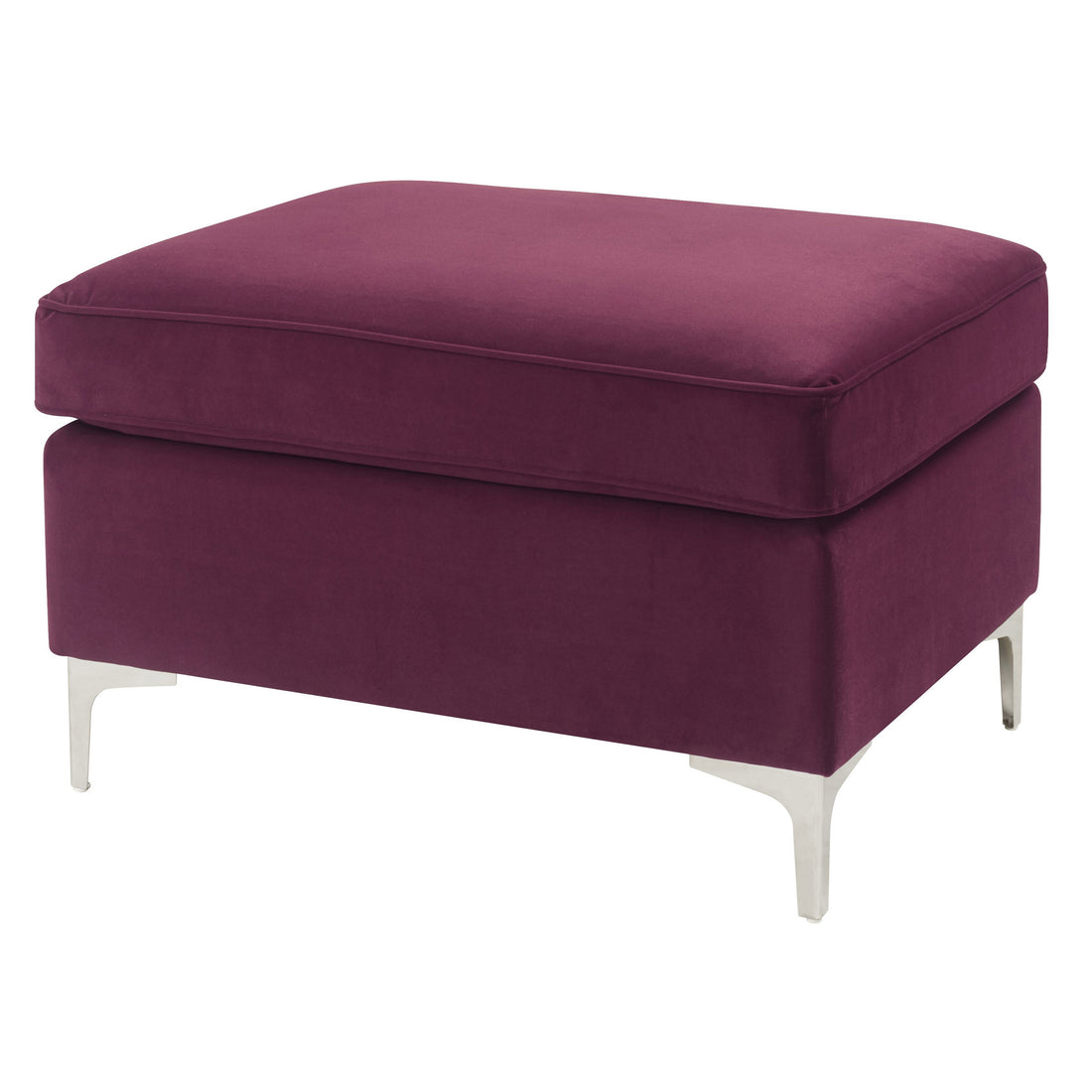 Burdy Rectangle Ottoman Burgundy Primary Living Space Solid Luxury Pine Rectangle Fabric Metal
