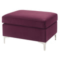 Burdy Rectangle Ottoman Burgundy Primary Living Space Solid Luxury Pine Rectangle Fabric Metal