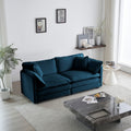 Modern Fabric Loveseat Sofa Couch For Living Room, Upholstered Large Size Deep Seat 2 Seat Sofa With 4 Pillows ,Blue Chenille Blue Chenille 2 Seat