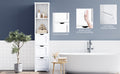 Bathroom Tall Storage Cabinet, Slim Free Standing Cabinet With 3 Drawers And 2 Shelves,Floor Cabinet For Small Space, 11.8