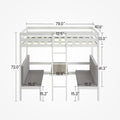 Twin Over Twin Bunk Beds Can Be Turn Into Upper Bed And Down Desk, Cushion Sets Are Free. White,79''L X 40.9''W X 79''H. Twin White Iron