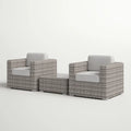 Fully Assembled Rattan Wicker 2 Person Seating Set With Cushions Gray,Grey Mix Wicker