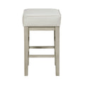 Transitional White Faux Leather Seat 24 Inch Counter Height Stools Set Of 2, White Finish Solid Wood Frame White White Dining Room Transitional Solid Wood