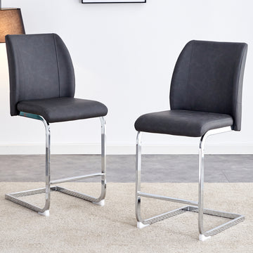 A Set Of Two Chairs With Silver Plated Metal Legs. Small Size, Suitable For Select Groups, Suitable For Dining Room, Kitchen, Terrace And Guest Office Chairs Set Of 2 Silver Metal