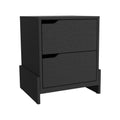 Luss Nightstand, Bedside Table With 2 Drawers Black 2 Drawers Bedroom Rectangle Modern Drawers Particle Board Engineered Wood