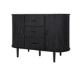 Sideboard Buffet Storage Cabinetaccent Cabinet With Smoothly Sliding Tambour Doorsmodern Kitchen Buffet Cabinet With 3 Drawer And 2 Doors For Living Room Dining Room Black Mdf