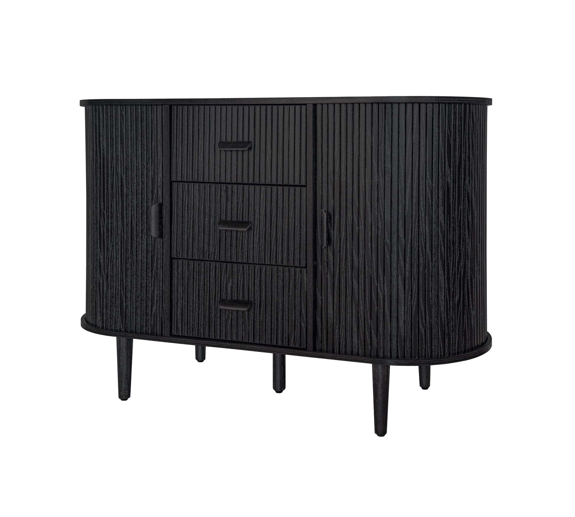 Sideboard Buffet Storage Cabinetaccent Cabinet With Smoothly Sliding Tambour Doorsmodern Kitchen Buffet Cabinet With 3 Drawer And 2 Doors For Living Room Dining Room Black Mdf