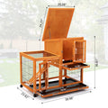 Detachable Rabbit Hutch With Removable Tray And Rolling Casters, Orange Orange Pine