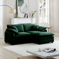 Two Seater Sofa With One Footrest, L Shaped 2 Seater Sofa With Ottoman For Small Living Spaces,Green Corduroy Green Corduroy 2 Seat