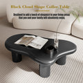 40 Inch Black Cloud Shaped Coffee Table For Living Room Matte Black Primary Living Space Modern Lacquered Mdf