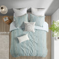 3 Piece Cotton Jacquard Comforter Set Aqua King Cal King King Aqua Cotton