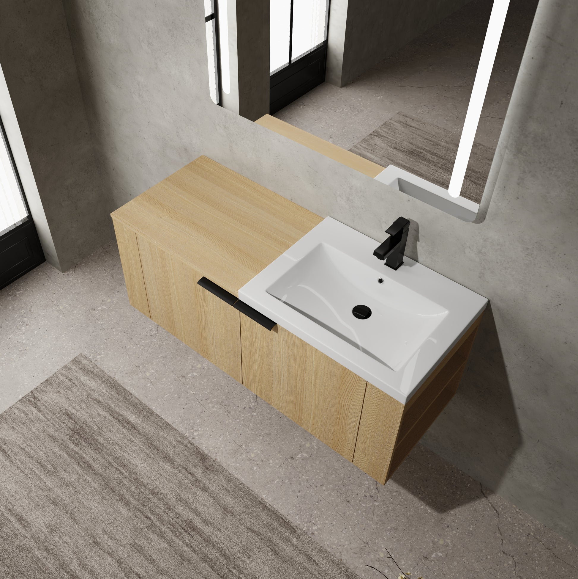 48 "Bathroom Vanity Sink Combo For Big Space,Modern Bathroom Cabinet Cabinet Combination, Bathroom Sink Cabinet Set, Oak Oak Bathroom American Design Engineered Wood