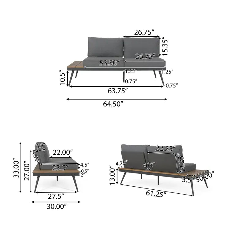 4 Person Outdoor Seating Group With Cushions Yes Natural Grey Seats 4 Uv Resistant Frame Polyurethane Foam Metal & Wood