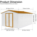Metal Garden Sheds 10Ftx12Ft Outdoor White Yellow White Metal