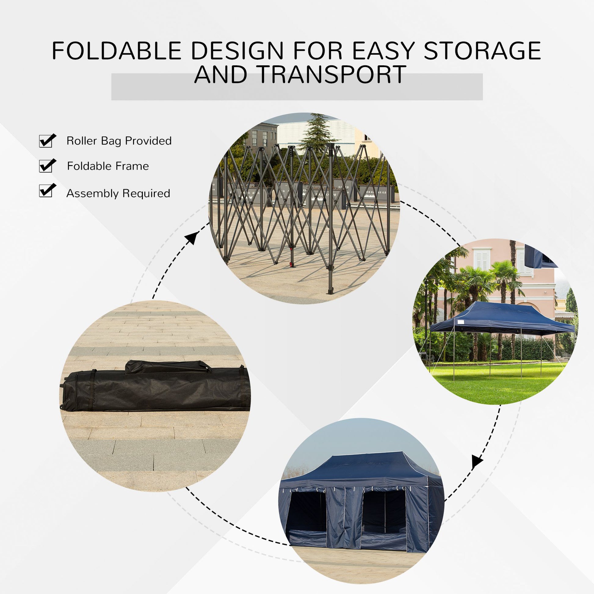 Outsunny 10' X 20' Pop Up Canopy Tent With Sidewalls & Doors, Instant Tents For Parties With Wheeled Carry Bag, Height Adjustable, For Outdoor, Garden, Patio, Blue Dark Blue Steel