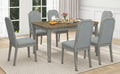 7 Piece Farmhouse Dining Set Classic Rustic Table And 6 High Back Design Chairs For Dining Room, Kitchen Brown Gray Brown Gray Solid Wood Mdf