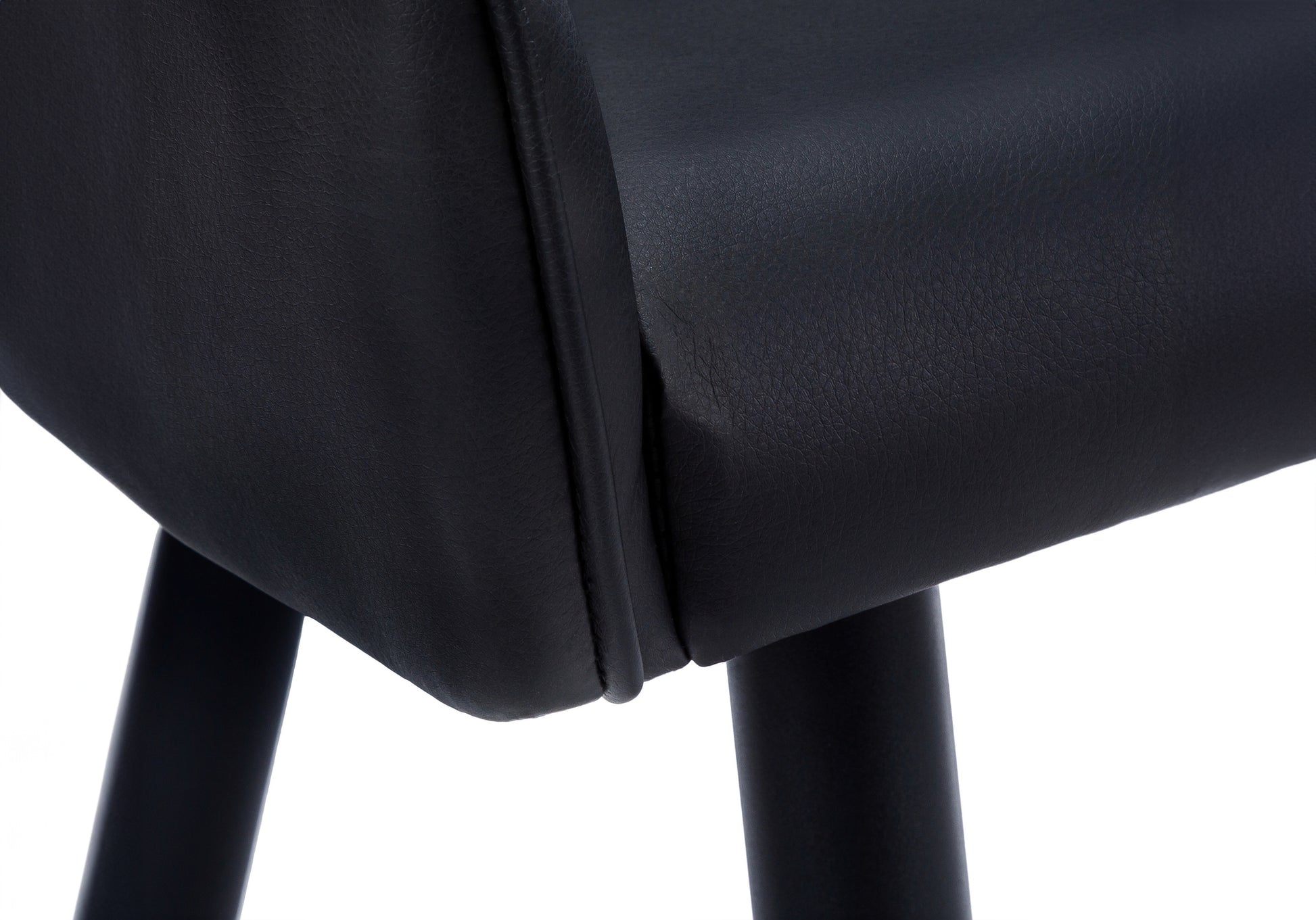 Dining Chair, Set Of 2, Side, Upholstered, Kitchen, Dining Room, Black Leather Look, Black Metal, Contemporary, Modern Black Foam Faux Leather