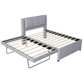 Full Size Upholstery Platform Bed With Trundle,Trundle Can Be Flat Or Erected, Gray Box Spring Not Required Full Gray Bedroom Linen Upholstered