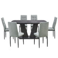 Dining Table Set For 6, 7 Piece Kitchen Table Chairs Set, 1.8