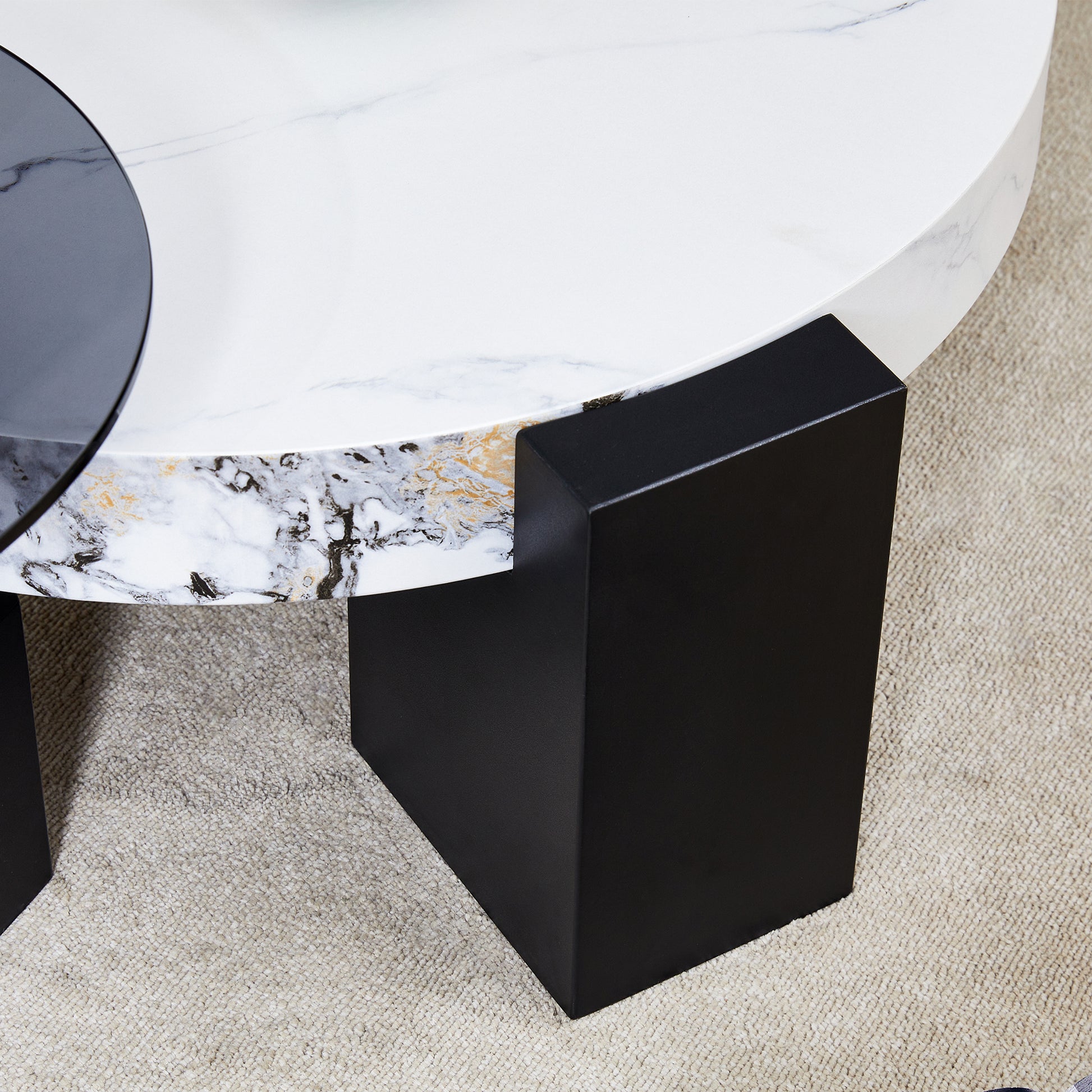 The Detachable Double Decker Coffee Table, The Stylish Design Is More Precious, And The Detachable Design Can Make The Use Of Space More Flexible And Suitable For Various Scenes. White Black Mdf