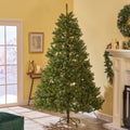 7' Dunhill Hinged Tree With 650 Multi Lights Ul,Dia:52 Green Pvc