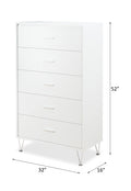 White 5 Drawer Chest With Single Handles White Bedroom Contemporary Particle Board Mdf