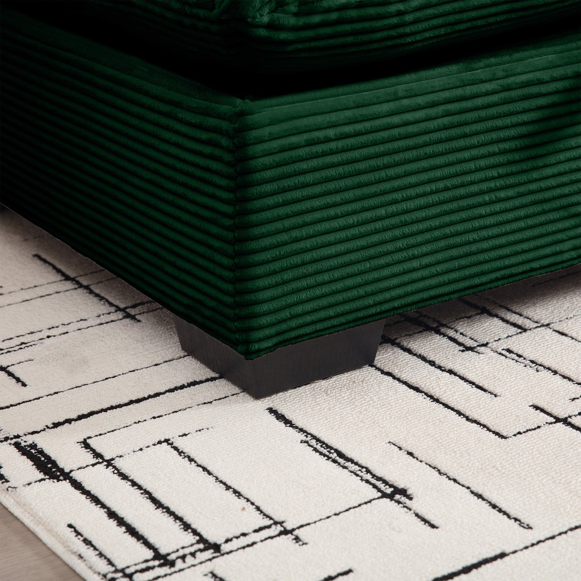 Corduroy Fabric Ottomans Footrest To Combine With 2 Seater Sofa, 3 Seater Sofa And 4 Seater Sofa, Green Corduroy Green Corduroy